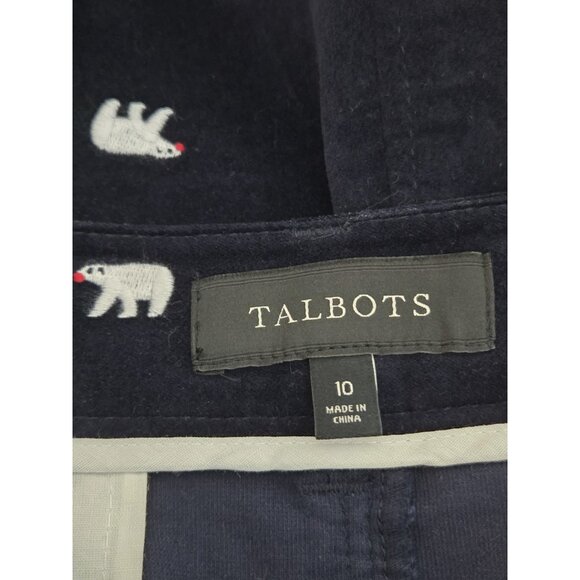 Talbots Womens Skirt 10 Navy Blue Embroidered Polar Bear Velvet Stretch‎ - Picture 4 of 13